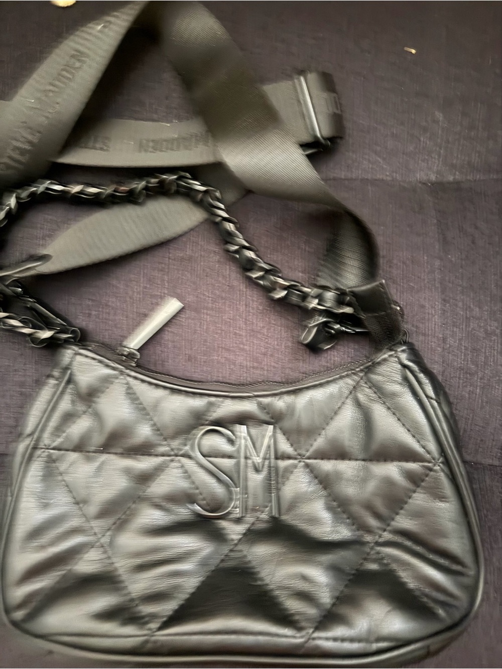 Steve Madden Black Quilted Shoulder Crossbody Bag